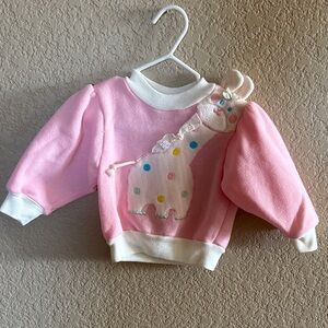 Vintage Girls' Pink Polka Giraffe Pullover Sweatshirt